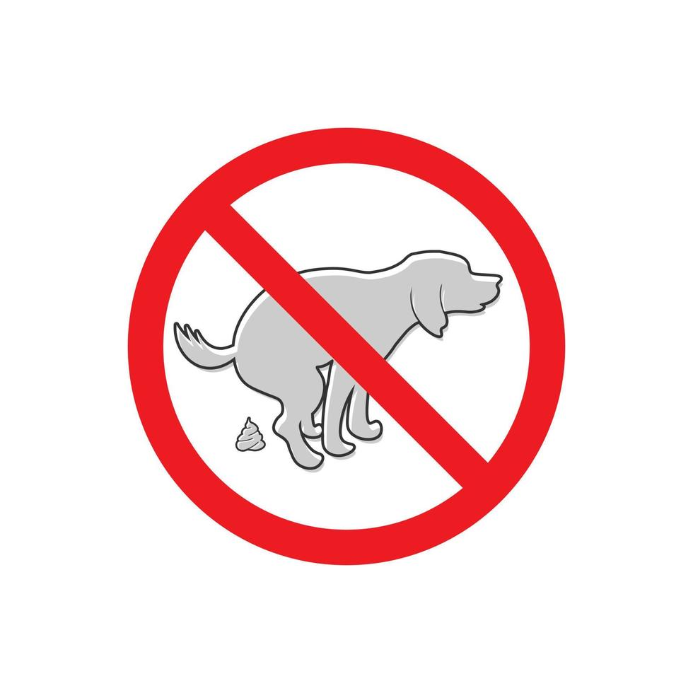 aucune icône de signe de caca de chien. faire caca est interdit. illustration vectorielle isolée. vecteur