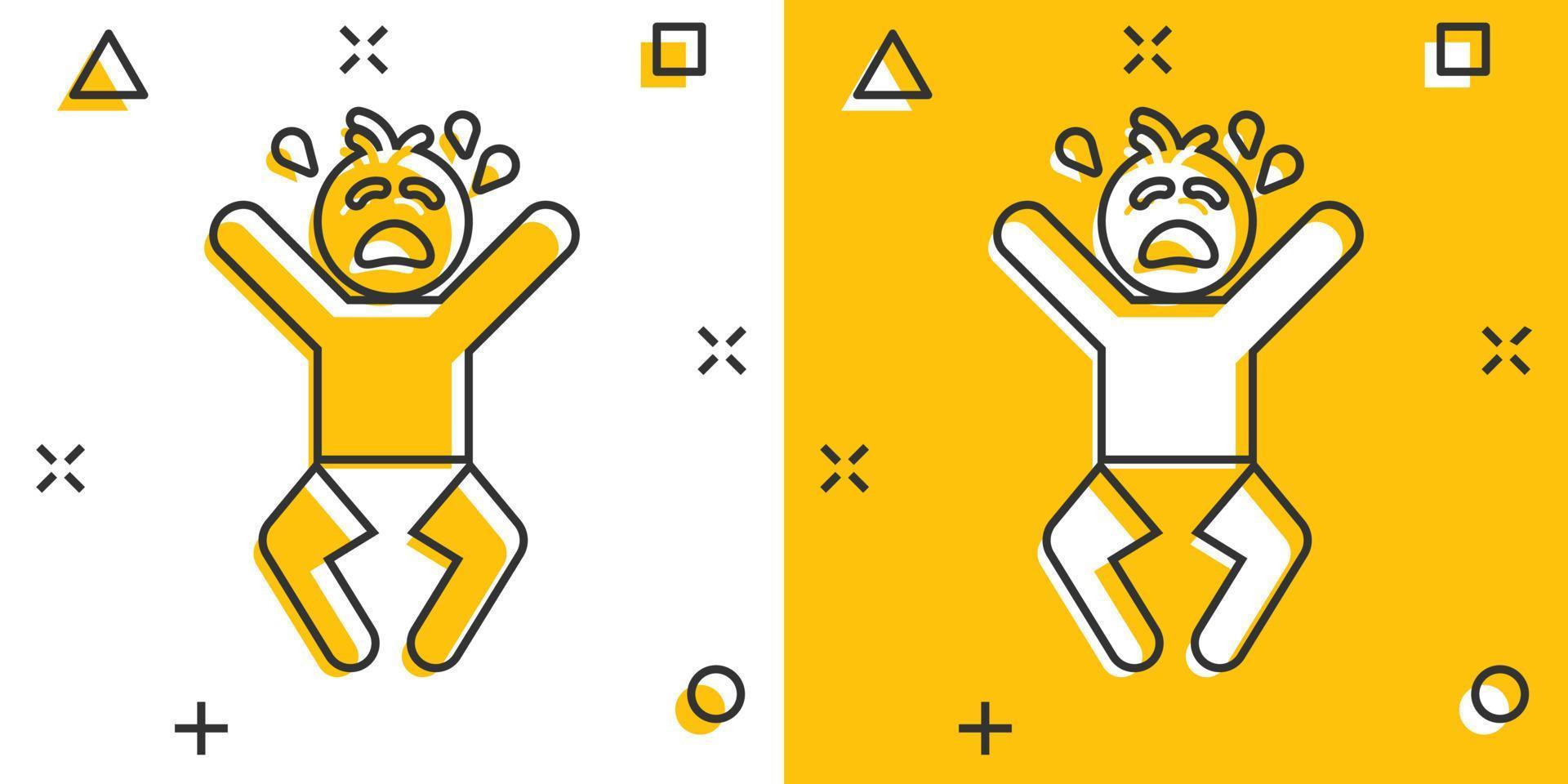 icône de bébé qui pleure de dessin animé de vecteur dans le style comique. pictogramme d'illustration de signe d'enfant d'émotions de colère. concept d'effet d'éclaboussure de bébé entreprise.