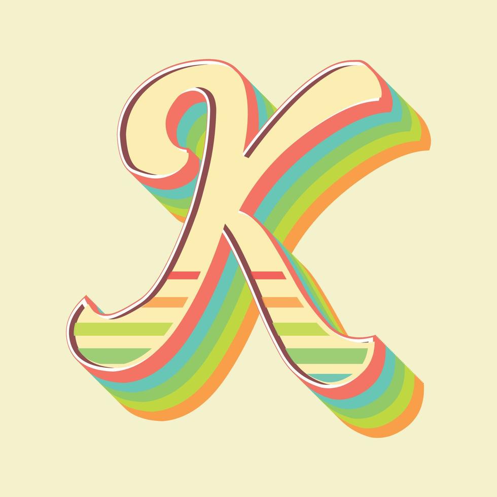 illustration 3d de style vintage de la lettre k vecteur