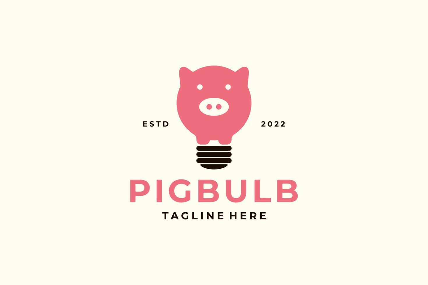 logo de dessin animé de bulbe de cochon rose vecteur