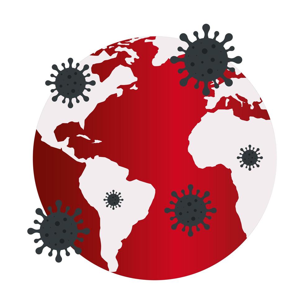 planète terre avec des particules covid19 vecteur
