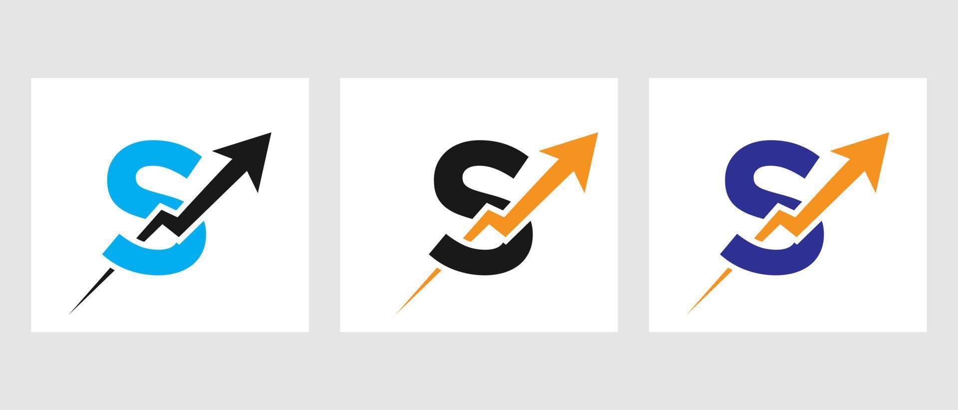 concept de logo de finance lettre s avec symbole de flèche de croissance vecteur