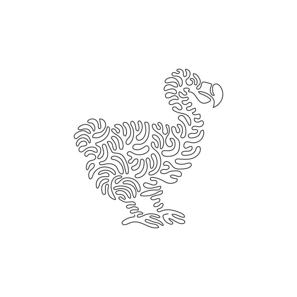 dessin d'une seule ligne bouclée d'art abstrait d'oiseaux grands et robustes. ligne continue dessiner illustration vectorielle de conception graphique une espèce d'oiseau éteinte pour l'icône, le symbole, le logo de l'entreprise, le décor de l'affiche vecteur