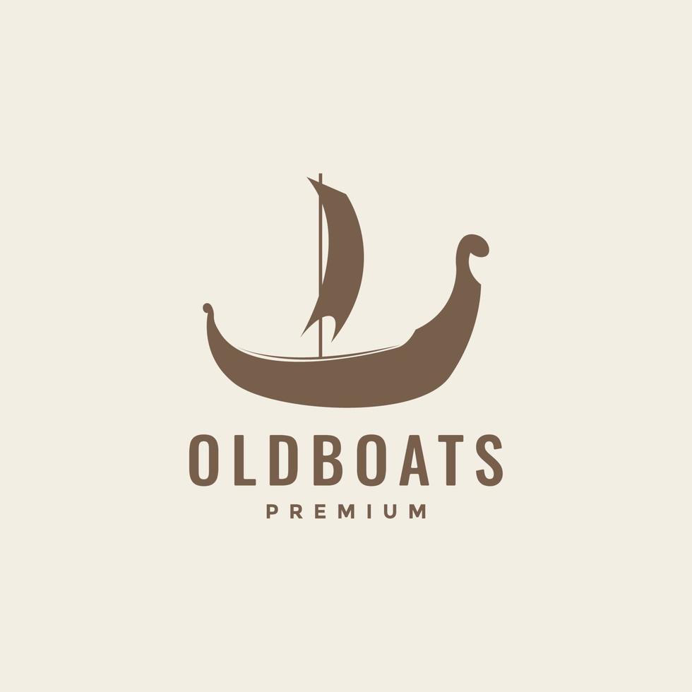 vieux bateau bois voile voile mer vintage logo design vecteur icône illustration modèle