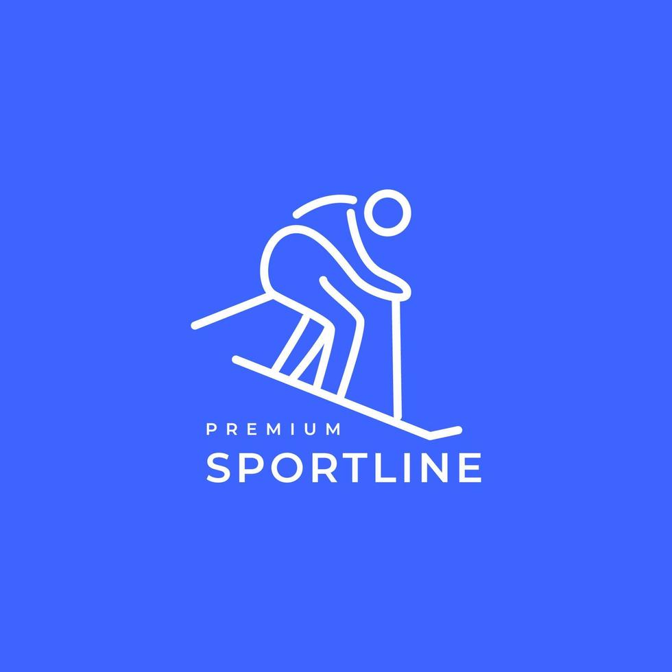 ski sur glace sport neige saison lignes minimal moderne logo design vecteur icône illustration modèle