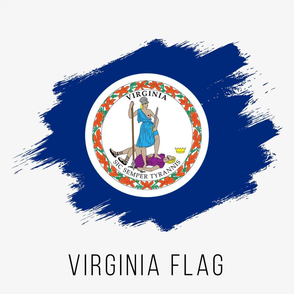 modèle de conception de drapeau vectoriel grunge usa état virginie