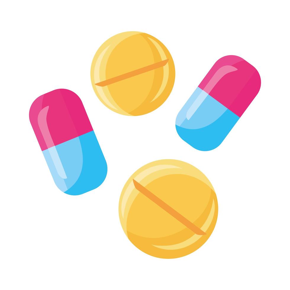 icône isolé de capsules et de pilules de médecine vecteur