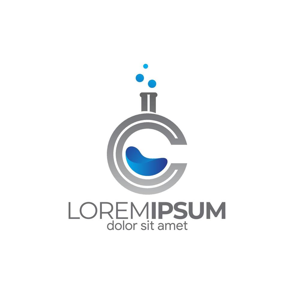 logo de bouteille de laboratoire de lettre c. icône de vecteur de laboratoire. conception d'illustration minimaliste