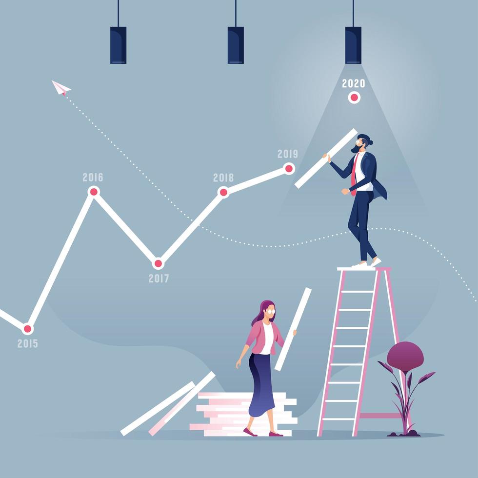 homme d & # 39; affaires créant le concept de croissance graphique boursier-entreprise vecteur