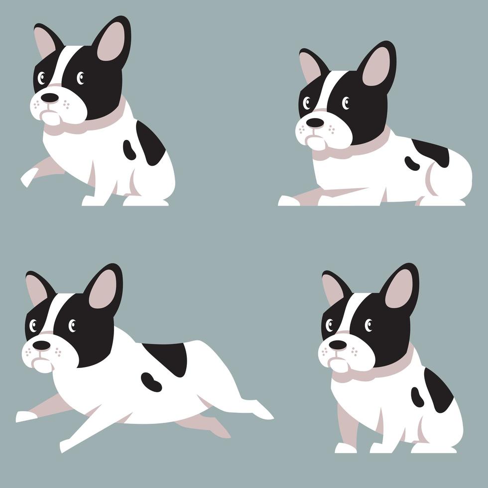 bouledogue français dans différentes poses. vecteur