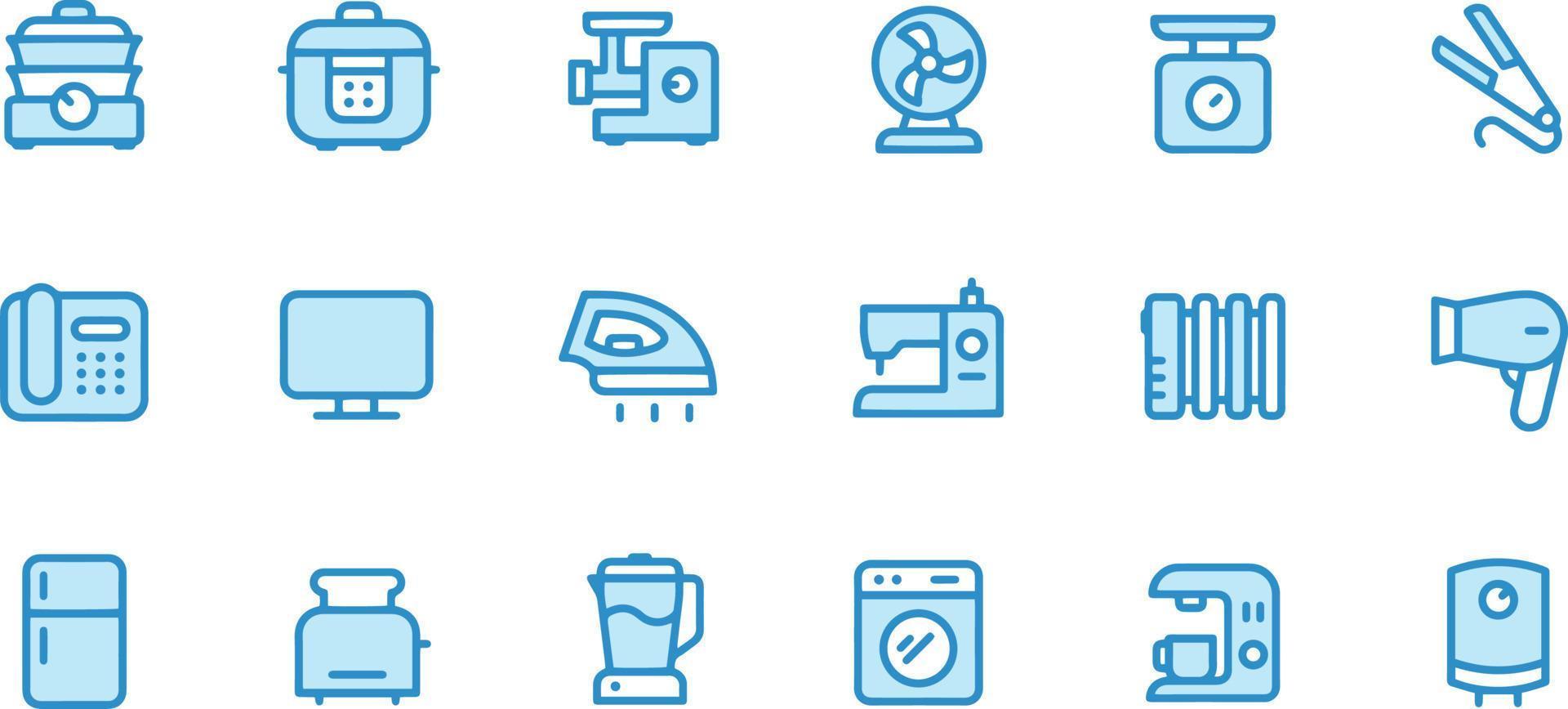 conception de vecteur d'icônes de ligne d'appareils ménagers