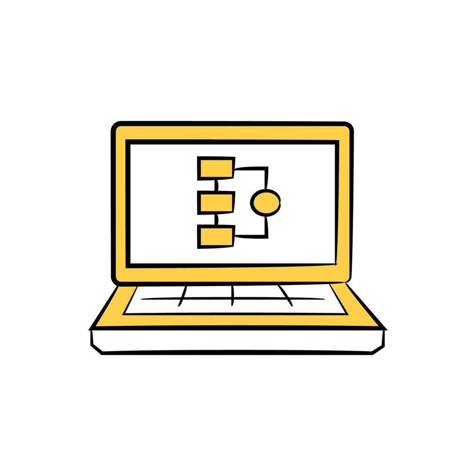 ordinateur portable et icône de diagramme vecteur
