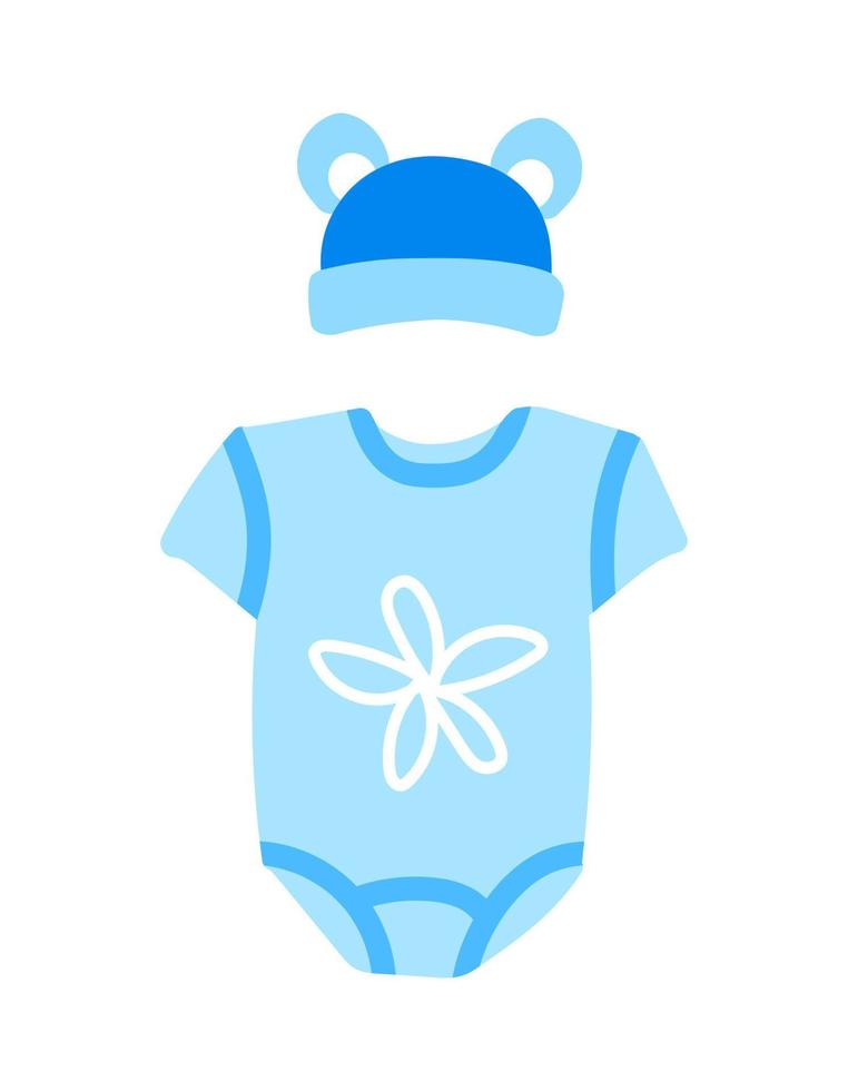 body bébé et bonnet. illustration vectorielle de doodle plat. vecteur