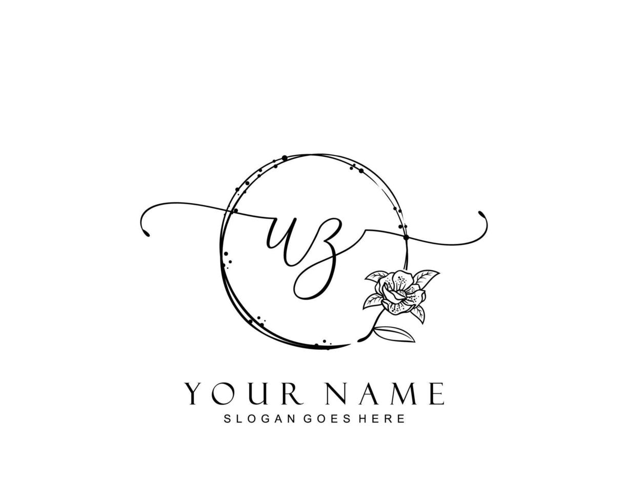 monogramme de beauté uz initial et design de logo élégant, logo manuscrit de la signature initiale, mariage, mode, floral et botanique avec modèle créatif. vecteur