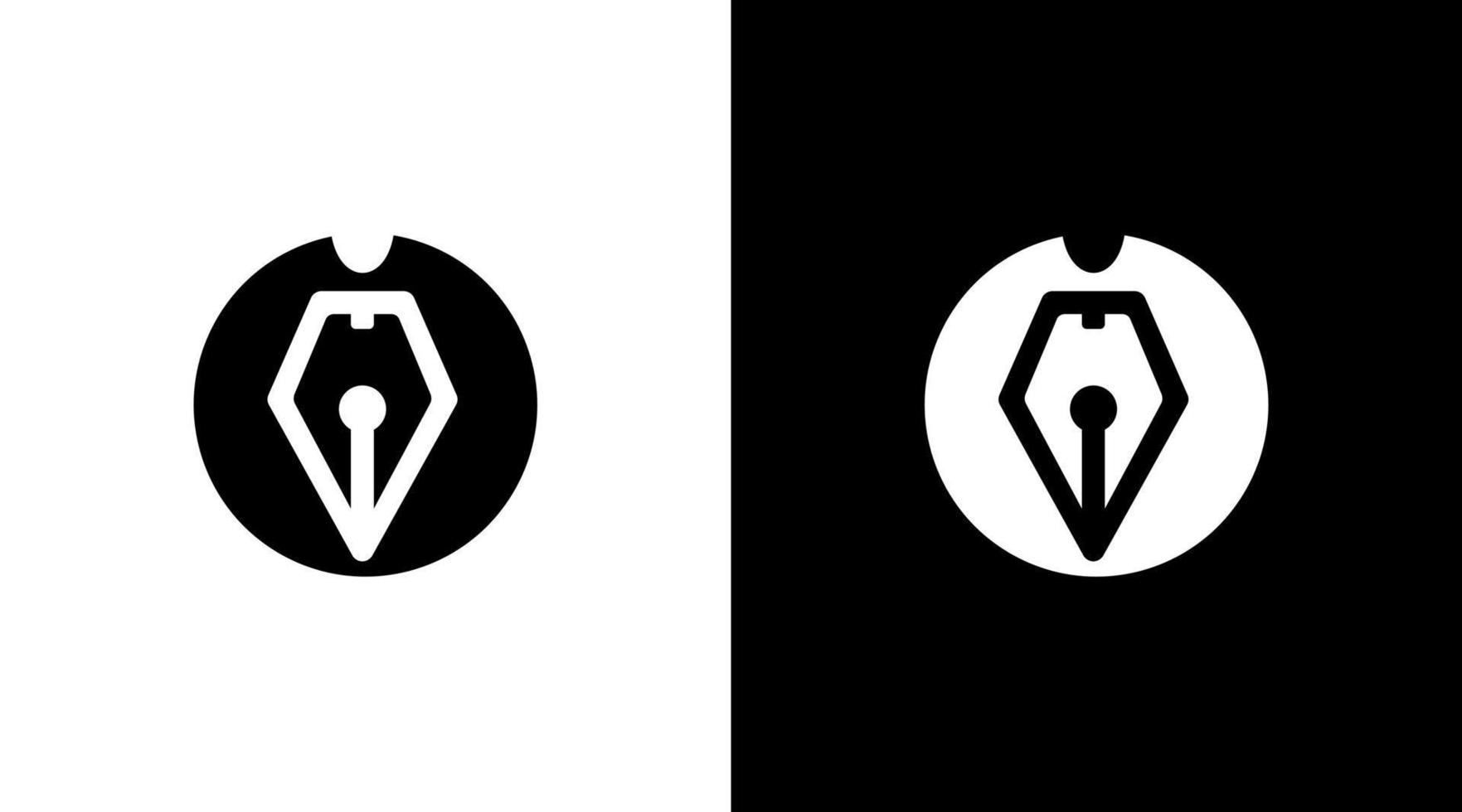 auteur stylo logo monogramme bouclier cercle noir et blanc icône illustration style conceptions modèles vecteur