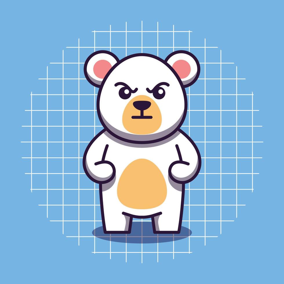 mignon, ours polaire, caractère, à, fâché, figure, dessin animé, illustration vecteur