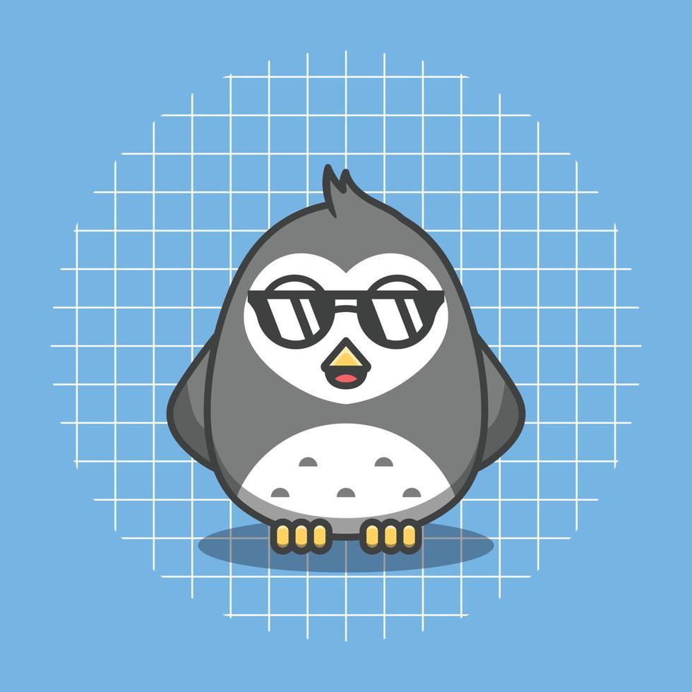 personnage de hibou mignon portant des lunettes de soleil dessin animé icône illustration vecteur