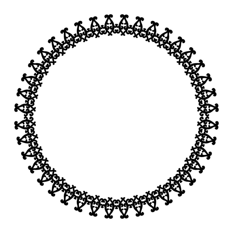 élégant motif vintage circulaire noir sur fond blanc. cadre à motifs de style damassé. vecteur. pour les invitations, tatouages, marqueterie, carreaux de céramique, album photo, logo, icônes, dentelle. vecteur