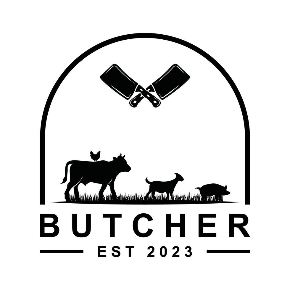 vecteur de logo de boucher avec modèle de slogan