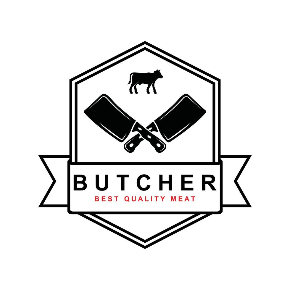 vecteur de logo de boucher avec modèle de slogan