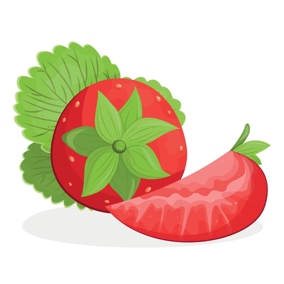 fraise avec feuilles, fraise isolée sur fond blanc, illustration vectorielle de fraise vecteur