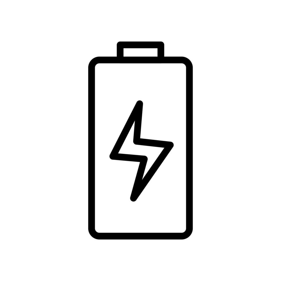 ligne d'icône de charge de batterie isolée sur fond blanc. icône noire plate mince sur le style de contour moderne. symbole linéaire et trait modifiable. illustration vectorielle de trait parfait simple et pixel vecteur