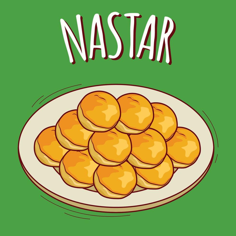 nastar illustration cuisine indonésienne avec style cartoon vecteur