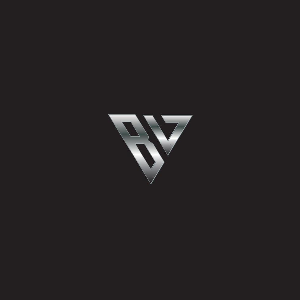 ba logo carrétriangle logo argenté logo en métal monogramme fond noir vecteur