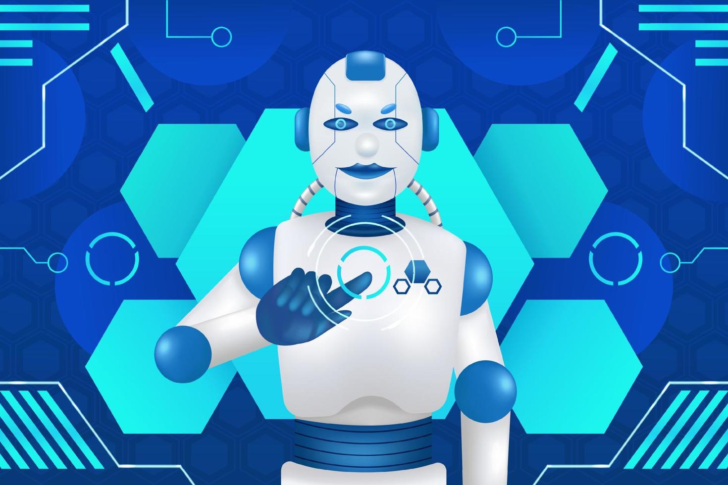 les robots gouvernent le monde de la technologie, illustration 3d vecteur