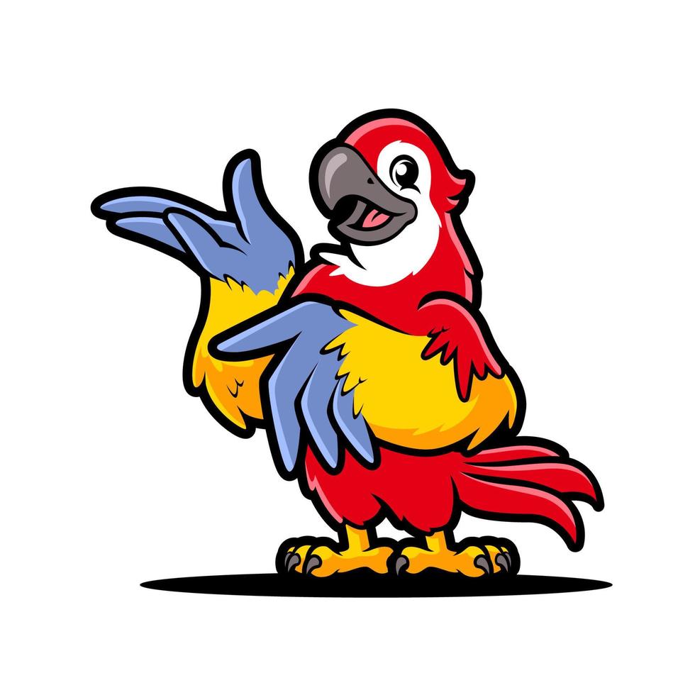 conception de mascotte de personnage de dessin animé de perroquet vecteur