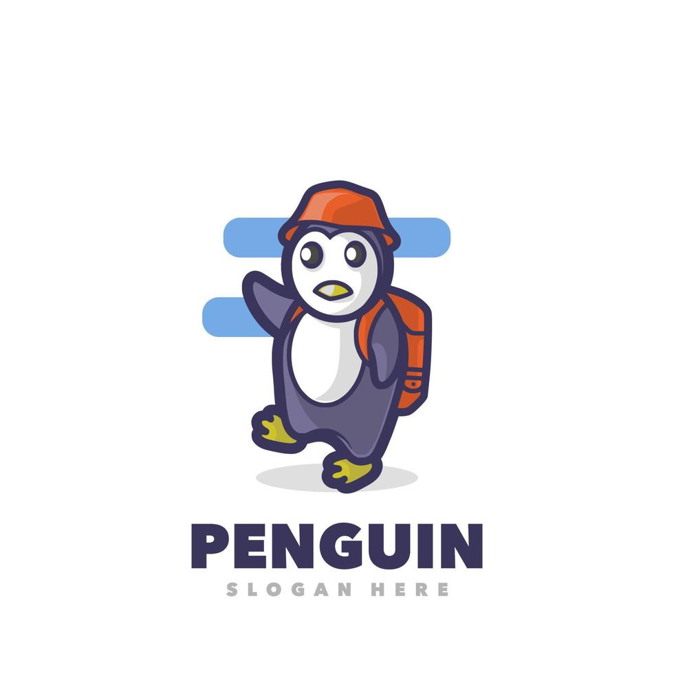 logo de mascotte de pingouin vecteur