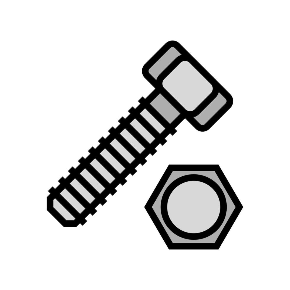 illustration vectorielle d'icône de couleur de boulon à tête hexagonale vecteur