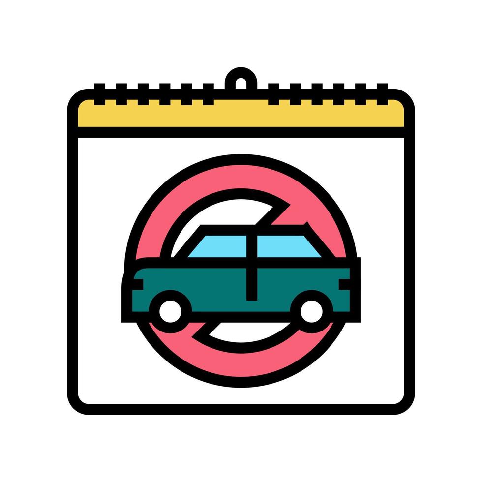 illustration vectorielle de l'icône de couleur de la journée mondiale sans voiture vecteur