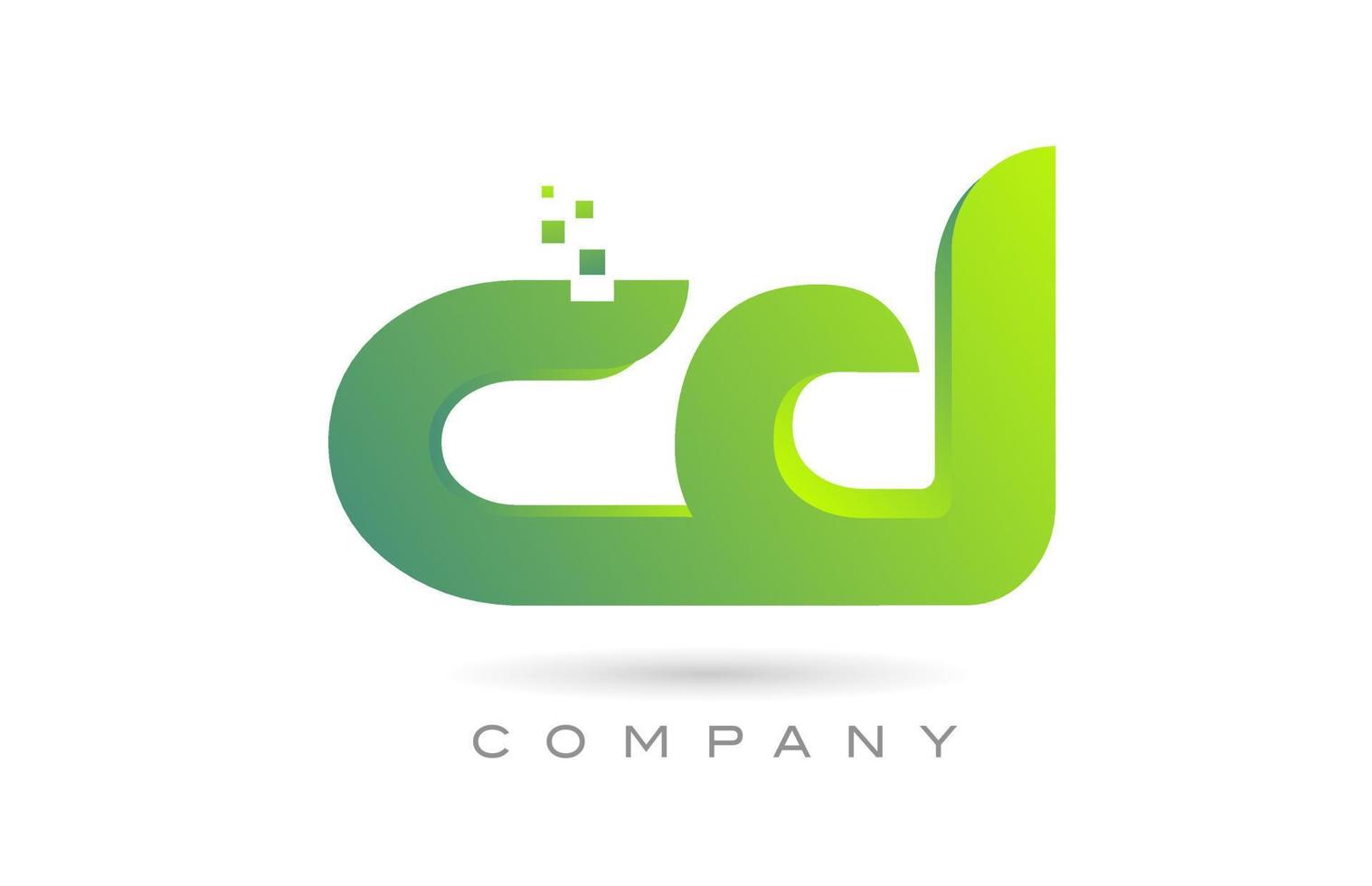 rejoint la conception de combinaison d'icône de logo de lettre d'alphabet de cd avec des points et la couleur verte. modèle créatif pour entreprise et entreprise vecteur
