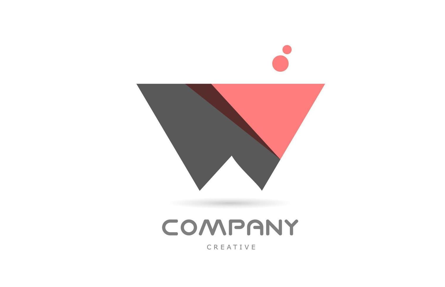 w icône du logo lettre alphabet géométrique points roses. modèle créatif pour les entreprises et les entreprises vecteur