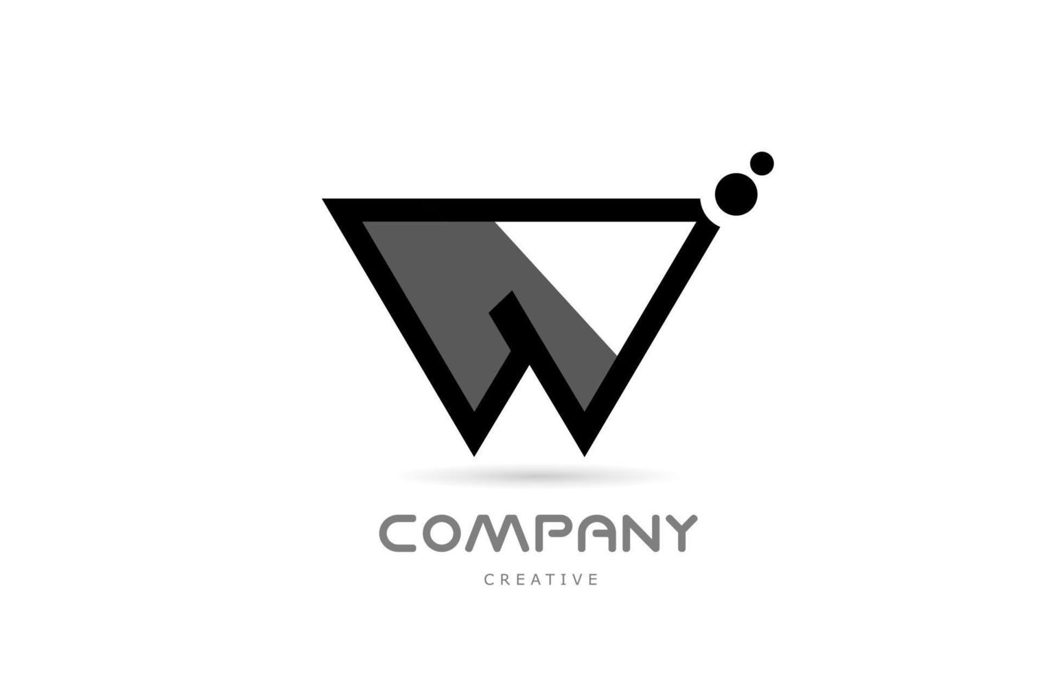 w icône de logo lettre alphabet géométrique blanc noir avec des points. modèle créatif pour les entreprises et les entreprises vecteur