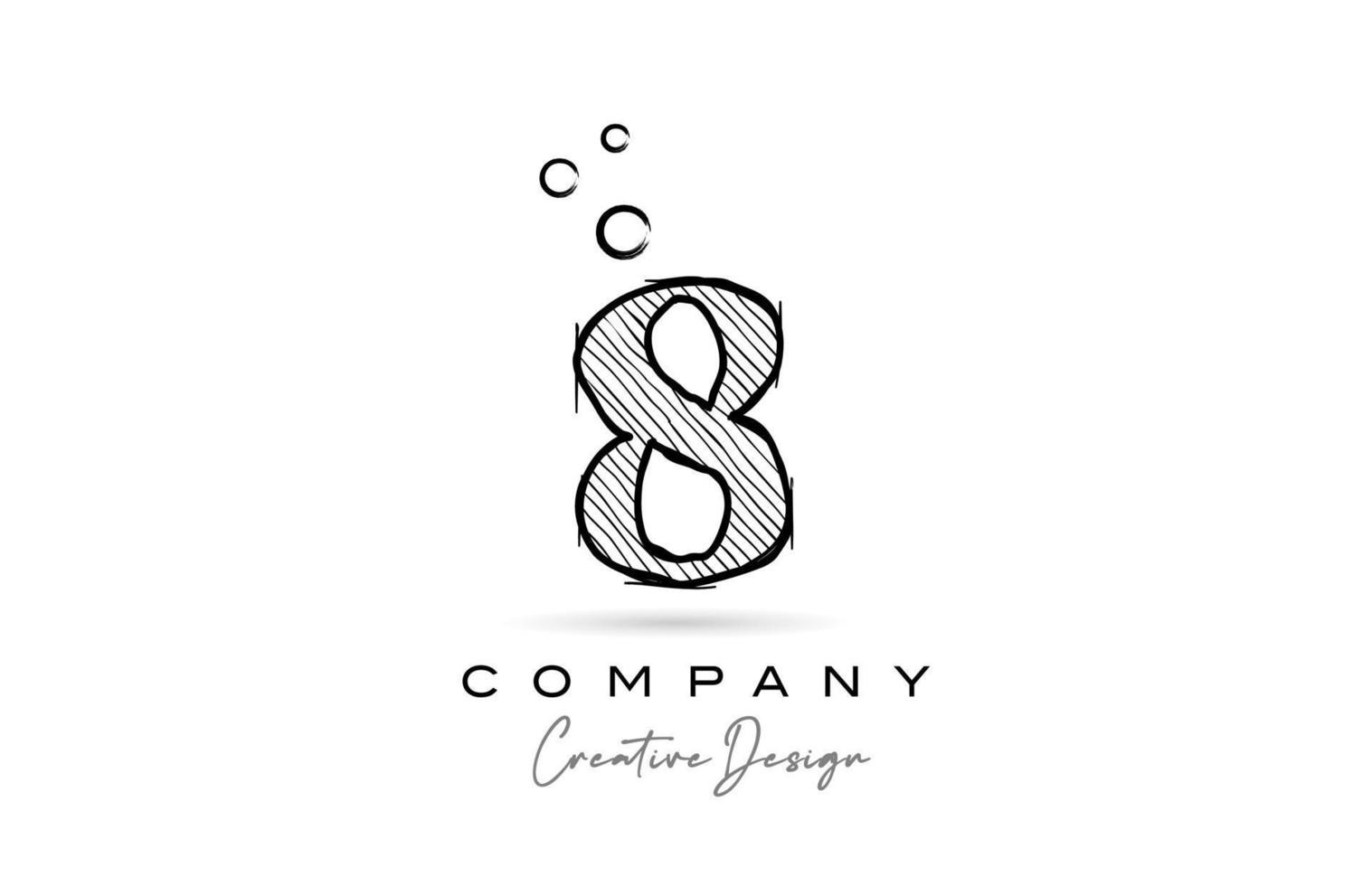 dessin à la main numéro 8 création d'icônes de logo pour le modèle d'entreprise. logotype créatif au crayon vecteur