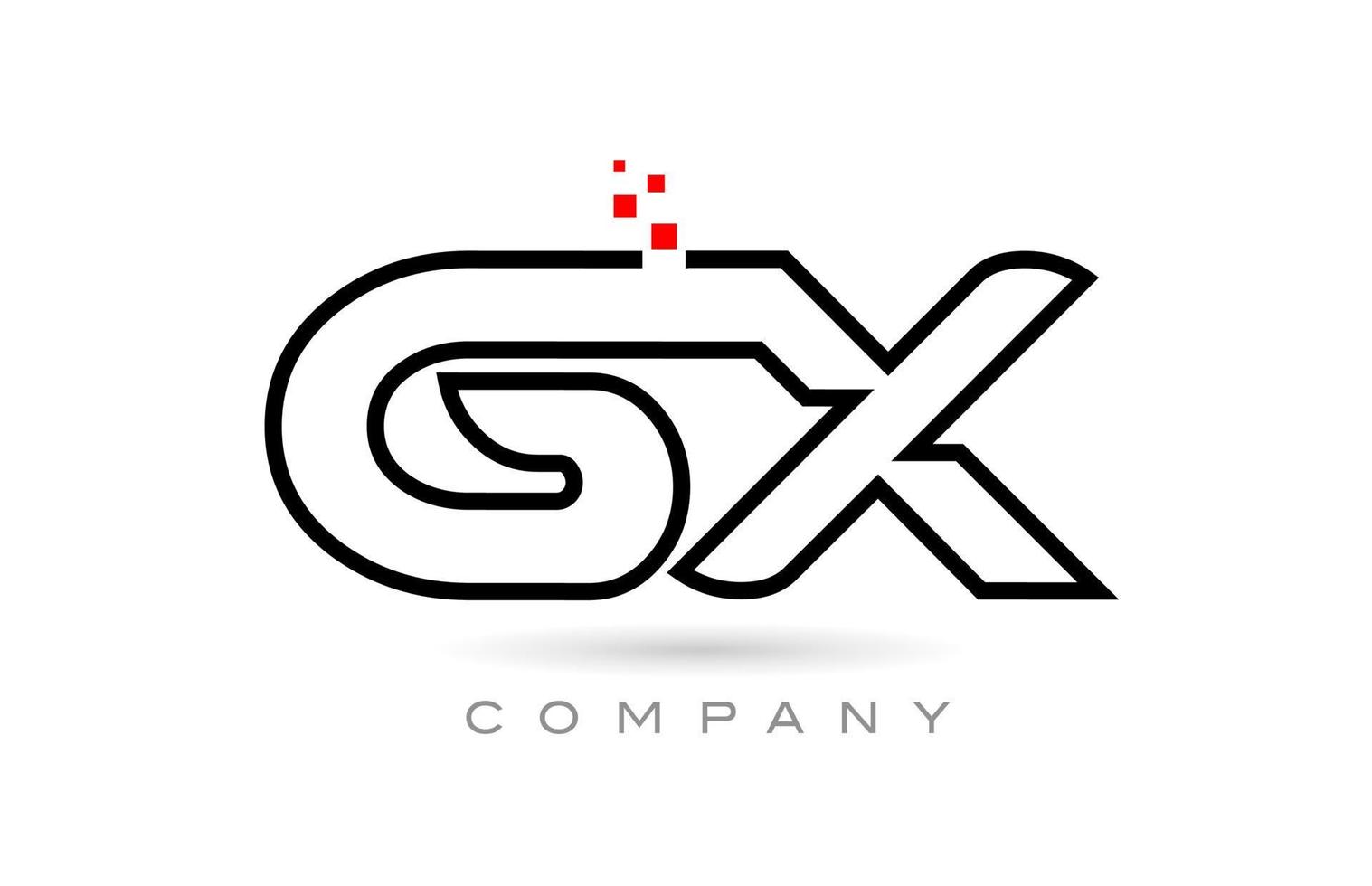 gx connecté alphabet lettre logo icône combinaison design avec points et couleur rouge. modèle créatif pour entreprise et entreprise vecteur