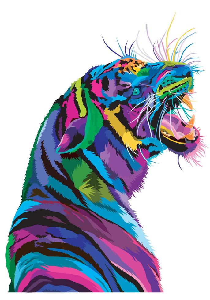 tigre coloré isolé sur fond blanc. illustration vectorielle. vecteur