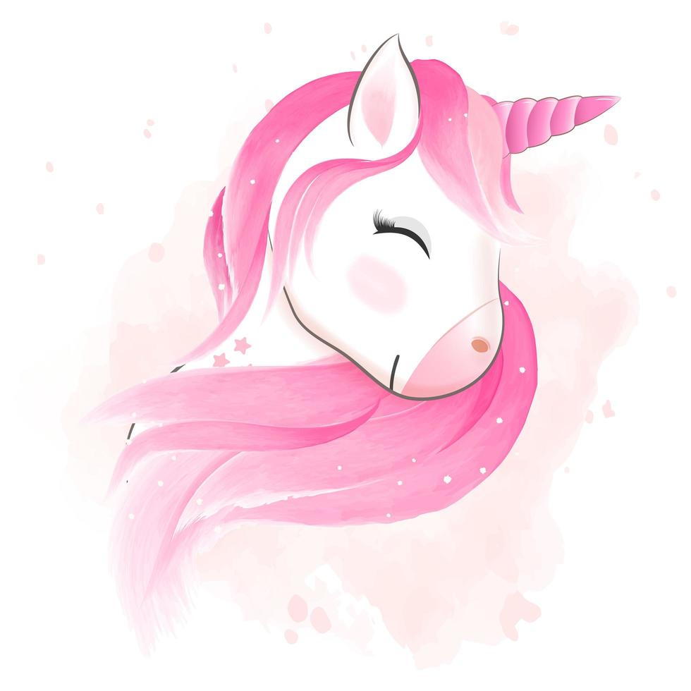 illustration aquarelle de licorne heureuse vecteur