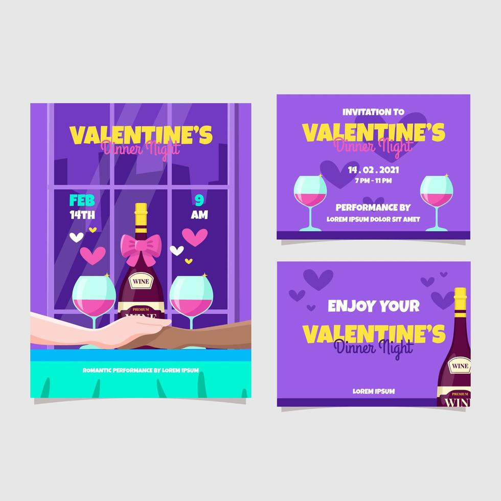 kit d'affiche pour le dîner de la Saint-Valentin vecteur