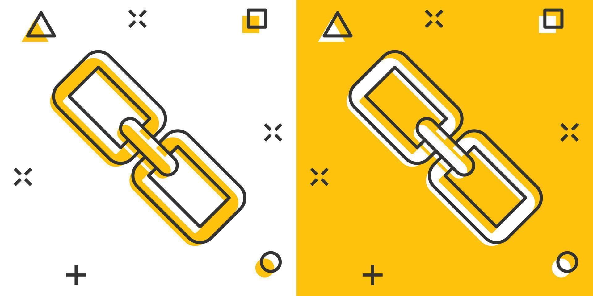 icône de chaîne de dessin animé de vecteur dans le style comique. pictogramme d'illustration de signe de connexion. concept d'effet d'éclaboussure d'entreprise de chaîne.