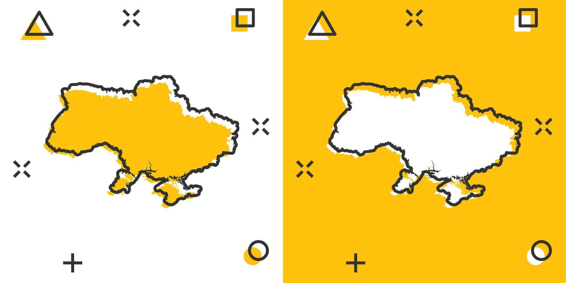 icône de carte ukraine colorée de dessin animé dans le style comique. pictogramme d'illustration de signe ukraine. concept d'entreprise splash géographie du pays. vecteur
