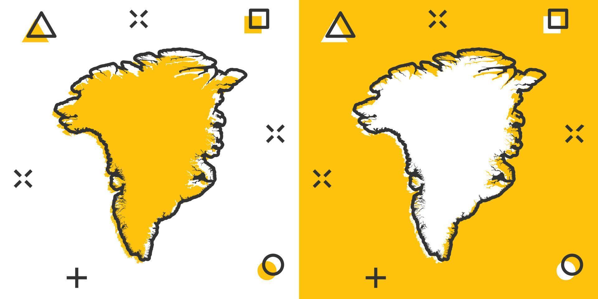 icône de carte du Groenland de dessin animé de vecteur dans le style comique. pictogramme d'illustration de signe du groenland. carte de cartographie concept d'effet d'éclaboussure d'entreprise.