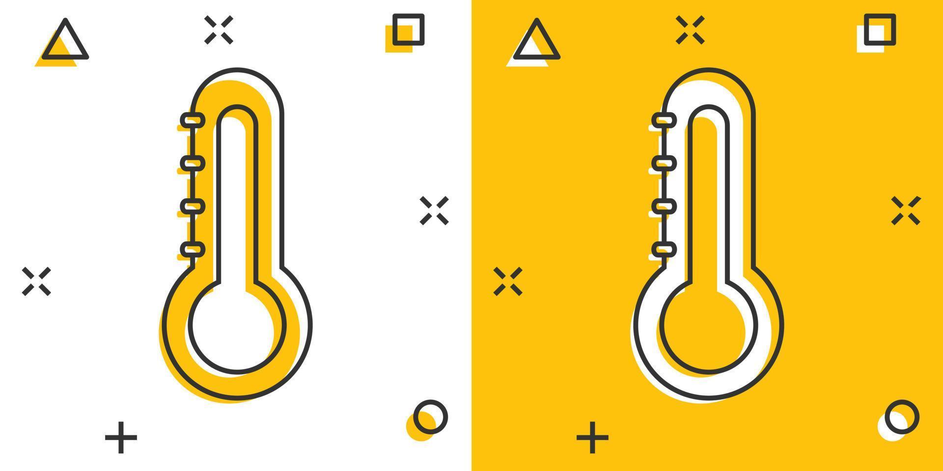 icône de thermomètre de vecteur dans le style comique. pictogramme d'illustration de signe de but. concept d'effet d'éclaboussure d'entreprise de thermomètre.