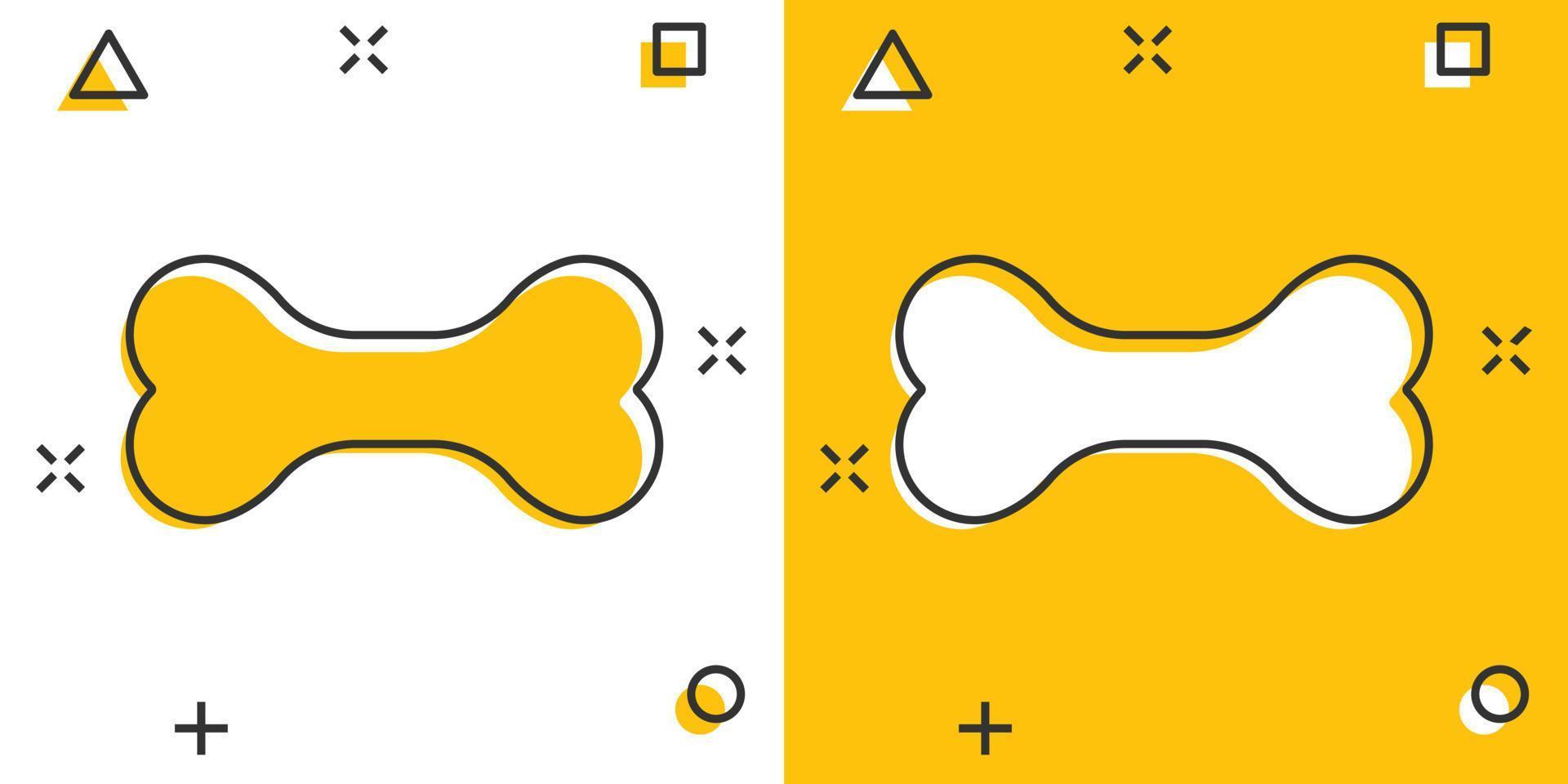 icône de jouet d'os de chien de dessin animé de vecteur dans le style comique. pictogramme d'illustration de signe d'os. concept d'effet d'éclaboussure d'entreprise squelette.