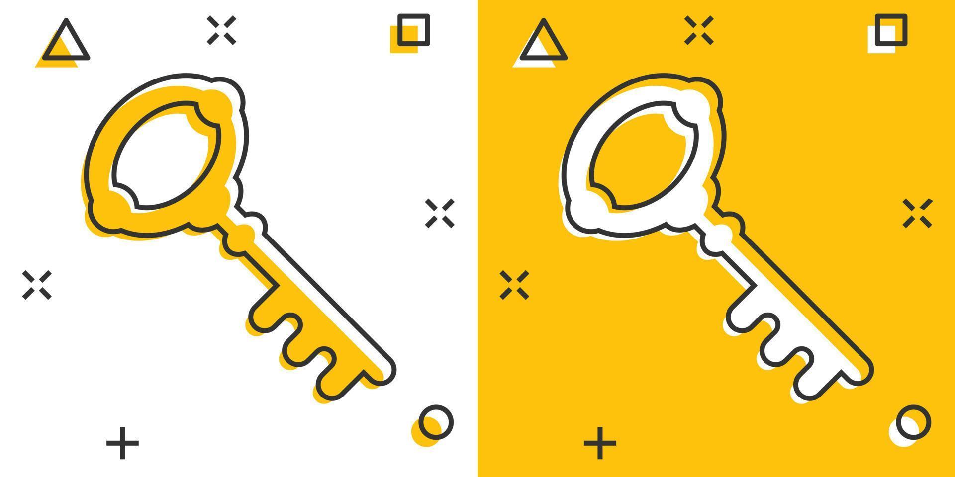 icône clé dans le style comique. accéder au pictogramme d'illustration de dessin animé de vecteur de connexion. mot de passe clé business concept splash effet.
