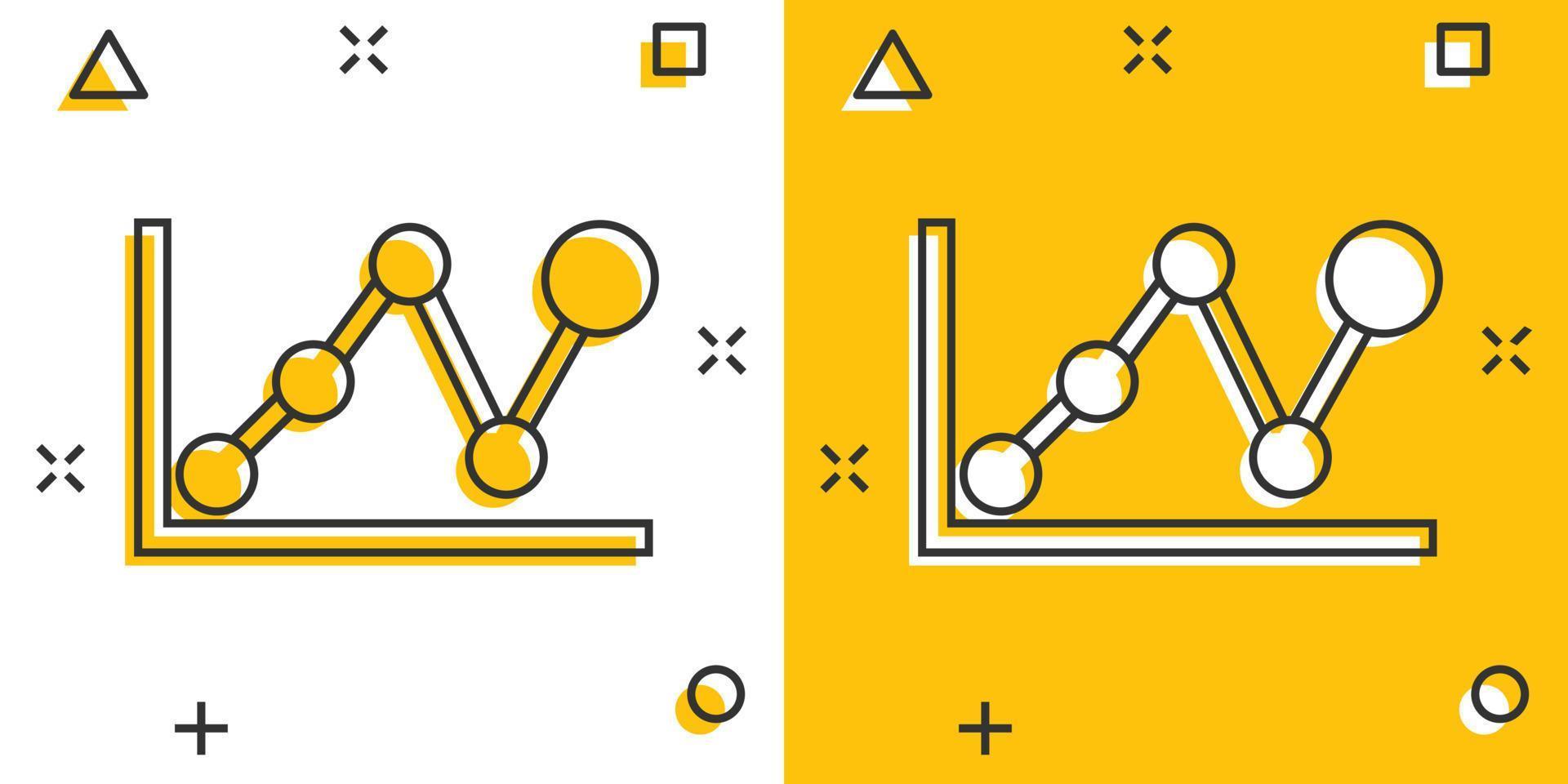 icône de graphique d'affaires de dessin animé de vecteur dans le style comique. pictogramme d'illustration de signe graphique. concept d'effet d'éclaboussure d'entreprise de diagramme.