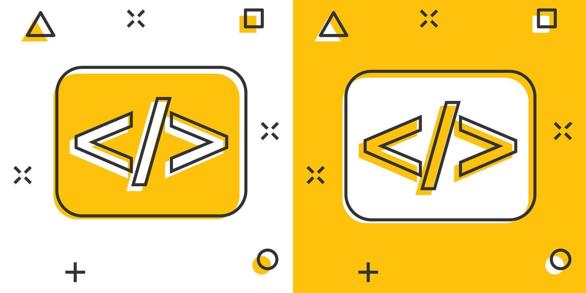 icône open source de dessin animé de vecteur dans le style comique. pictogramme d'illustration de concept de programmation api. concept d'effet d'éclaboussure d'entreprise de technologie de programmeur.