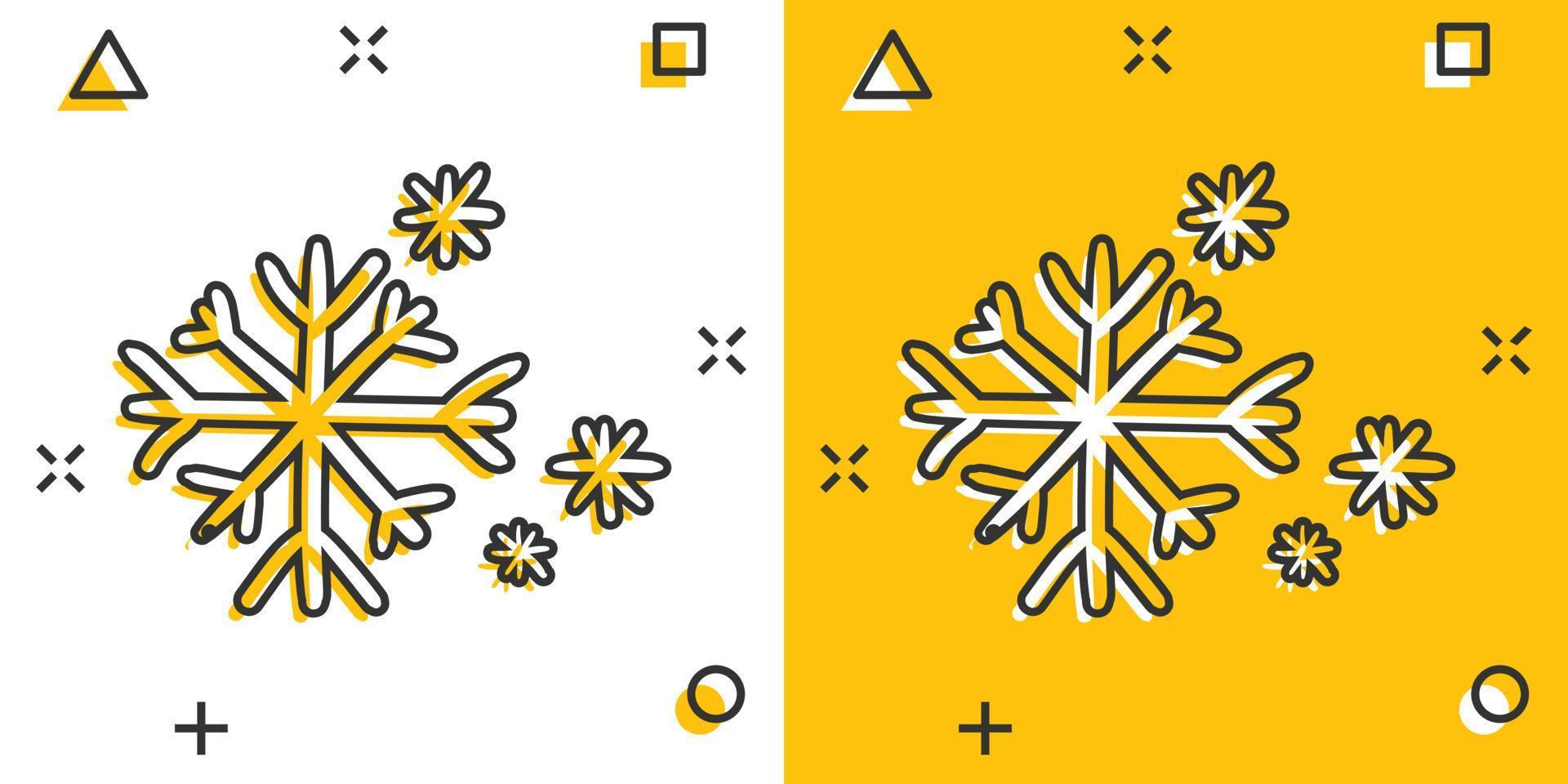 icône de flocon de neige dessinée à la main de dessin animé de vecteur dans le style comique. pictogramme d'illustration de doodle de croquis de flocon de neige. concept d'effet d'éclaboussure d'affaires de noël d'hiver dessiné à la main.